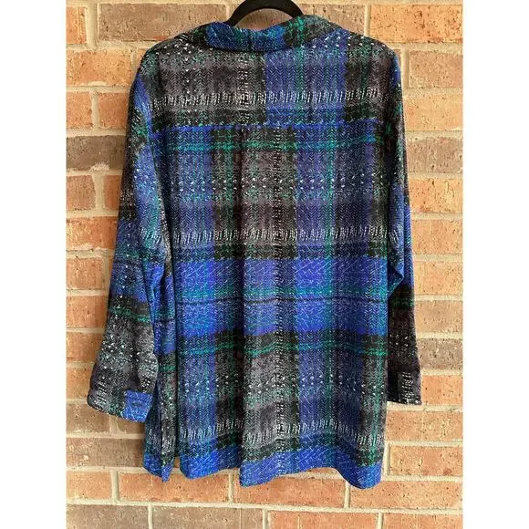 Slim Factor Blue Button Down Woman's blouse Size 3X - Picture 2 of 5